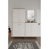 Simple Sp6190 Ayakkabılık 6 Kapaklı Mutfak Dolabı Balkon Dolabı Kiler Banyo Dolabı Çok Amaçlı Dolap Ekru Ceviz