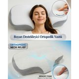 Simple The Pillow Ortopedik Visco Yastık Yeni Nesil Servikal Boyun Yastığı Boyun Ağrıları Içjn Özel Tasarım Yastık Boyun Kavisine Uygun Ergonomik Yastık NY1-10K 60*40*10 cm - 60 x 40 cm - Beyaz - Açık Gri