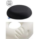 Simple The Pillow Visco Ortopedik Oturma Simidi Hemoroid ve Oturma Sorunları İçin Pamuk Polyester Dış Materyal - 42 x 6,5 cm - Siyah