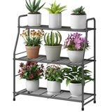 Simple Trending Bitki Standı Dış Mekan İç Mekan 3 Katmanlı Metal Su Geçirmez Bitki Rafı Oturma Odası Balkon Bahçe için