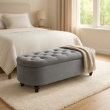 Simple Uzun ve Derin Sandıklı Puf Bench Çok Amaçlı Dekoratif Puf - Gri