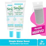 Simple Water Boost Nemlendirici Göz Kremi Vegan 25 ml x2 + Pamuk