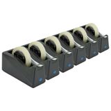SIMPLETEK - 6 x masa dağıtıcı yapışkan bant çift çekirdekli 25 mm 76 mm | Çift çaplı makaralı, kaymaz ağırlıklı tabanlı ve çelik bıçaklı 5'li ağır hizmet tipi tezgah dispenseri seti.