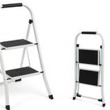 Simpli-Magic Basamak Merdiveni, 2 Kademeli Tabure, Ergonomik Katlanır Basamak Tabure, Geniş Kaymaz Pedallı Sağlam Basamak Taburesi, Yetişkinler için Çok Kullanımlı Ev, Mutfak, Ofis Merdiven Taburesi