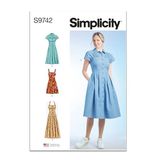 Simplicity Misses' Önden Düğmeli Elbise Dikiş Desen Paketi, Kod S9742, Bedenler 12-14-16-18-20, Çok Renkli
