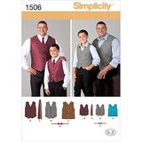 Simplicity Simplcity Dikiş Deseni 1506: Husky Erkek Çocuk ve Büyük ve Uzun Erkek Yelekleri, Beden A, A (S-L / 1XL-5XL), Beyaz