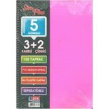 Simplus A4 3+2 125 Yaprak Plastik Kapak Spiral Ayraçlı Defter ( Kapak Rengi Stoktan Rastgele ! ) - Çok Renkli - Spiralli Defter