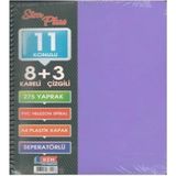 Simplus A4 8+3 275 Yaprak Plastik Kapak Spiral Ayraçlı Defter ( Kapak Rengi Stoktan Rastgele ! ) - Çok Renkli - Spiralli Defter