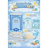 Simply Line Çocuk Takke Seccadesi Tesbih Set Büyük Boy Erkek Çocuk Namaza Ilk Adım Eğlenceli Dekoratif Namazlık - 45 x 95 cm - Mavi