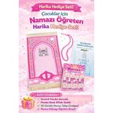 Simply Line Namaz öğreniyorum ve çizelgesi Büyük Boy 45X90 Kız Erkek Çocuk Namaza Ilk Adım Çocuk Seccade Eğlenceli Dekoratif Namazlık - Pembe - Beyaz - 45 x 90 cm