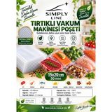 Simply Line Tırtıklı Vakum Makinesi Poşeti – Gıda ile Temasa Uygun, Pa/pe Yapı, Güçlü Vakumlama ve Tazelik Koruma - 15 x 20