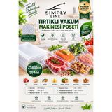 Simply Line Tırtıklı Vakum Makinesi Poşeti – Gıda ile Temasa Uygun, Pa/pe Yapı, Güçlü Vakumlama ve Tazelik Koruma - 25 x 35