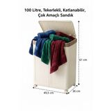 Simply Now 100 Lt Tekerlekli Katlanabilir Saklama Kutusu- Çok Amaçlı Depolama, Oyuncak Sandığı, Bej