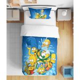 Simpson 3D Dijital Baskılı Tek Kişilik Çocuk Genç Çarşafsız Nevresim Takımı - Mavi - 160 x 220 cm
