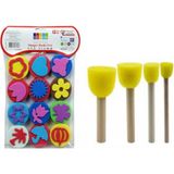 Simrak EVA Sünger Baskı Seti – Ergonomik Saplı 12 Renkli Ponpon ve 4 Fırça, El Sanatları ve Okul Projeleri İçin