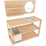 Simre Kids Montessori Self-Care Station Ergonomik Ahşap Lavabo & Raf Ünitesi Kişisel Bakım ve Hijyen Alışkanlığı Geliştiren Oyun Seti - Naturel - Standart