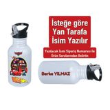 Simsek Maq. Baskılı Pipetli Metal Suluk 600ML. - BEYAZ-02