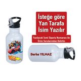 Simsek Maq. Baskılı Pipetli Metal Suluk 600ML. - BEYAZ-06