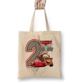 Şimşek Mcqueen 2 Iki Yaş Hediyesi Bez Çanta Uzun Saplı - Açık Bej - 40 X 40