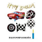 Şimşek Mcqueen Araba Konsept Folyo Balon Doğum Günü Seti Balon Pompası Hediye