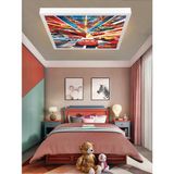 Şimşek Mcqueen Avize, 60X60 Çocuk Odası Avize, 60WATT, Estetik Kare, Yapay Zeka Tasarım Avize, Pist - Beyaz