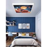 Şimşek Mcqueen Avize, 60X60 Çocuk Odası Avize, 60WATT, Estetik Kare, Yapay Zeka Tasarım Avize, Uzay - Beyaz