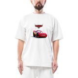 Şimşek Mcqueen Oversize Beyaz Tişört - XL