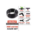 şimşek plastik Delikli 100 Metre Damlama Sulama Sistemi Ve Ek Parçaları Damlama Borusu Hortumu Bahçe Ağaç Seti