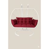 Simurg Salıncak ve Design Çift Kişilik Bahçe Balkon Salıncağı - Damla Salıncak - BORDO MİNDER - Beyaz