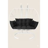 Simurg Salıncak ve Design Çift Kişilik Bahçe Balkon Salıncağı - Damla Salıncak - SİYAH MİNDER - Beyaz