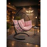 Simurg Salıncak ve Design Xl Damla Salıncak - Büyük Boy Bahçe Balkon Salıncağı - Beyaz - Pudra