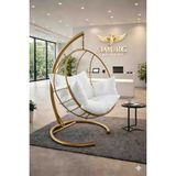 Simurg Salıncak ve Design XL Gold Damla Salıncak - Büyük Boy Bahçe Balkon Salıncağı - BEYAZ MİNDER