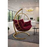 Simurg Salıncak ve Design XL Gold Damla Salıncak - Büyük Boy Bahçe Balkon Salıncağı - BORDO MİNDER