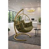 Simurg Salıncak ve Design XL Gold Damla Salıncak - Büyük Boy Bahçe Balkon Salıncağı - HAKİ MİNDER