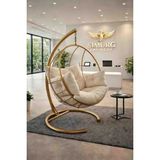 Simurg Salıncak ve Design XL Gold Damla Salıncak - Büyük Boy Bahçe Balkon Salıncağı - KREM MİNDER