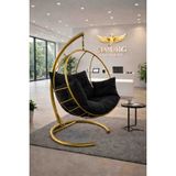 Simurg Salıncak ve Design XL Gold Damla Salıncak - Büyük Boy Bahçe Balkon Salıncağı - SİYAH MİNDER