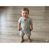 Simya Bebe - 2'li Takım. Keten Gömlek ve Şort Pantolon - Erkek - 9 Ay - Su Yeşili