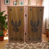 Simya Oyun Aletleri Simya Premium Zümrüdü Anka Kuşu Ahşap Pullu Tavla 2 Parça Modern Geometrik Desen