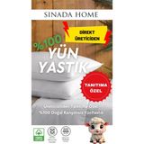Sinada %100 Yıkanmış Taranmış Saf Yün Dolgulu Yastık | Doğal Içerik, Makinede Yıkanabilir, Direkt Üreticisinden - 50 x 70 cm - Beyaz