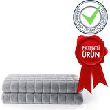 Sinada Ağırlıklı Battaniye Tek Kişilik Yorgan Karma Taşlı 6 kg 155X215 %100 Pamuk 4 Mevsim Kullanılabilir - 0315 Gri - 155 x 215 cm