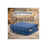 Sinada Ağırlıklı Sarılma Battaniyesi / Yorganı 6 kg 82 Tel %100 Pamuk Saten Kumaş %100 Yün Dolgulu 155x215 4 Mevsim