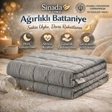 Sinada Ağırlıklı Sarılma Battaniyesi / Yorganı 82 Tel %100 Pamuk Saten Kumaş Elyaf Dolgulu Gri Renk - 200 x 220 cm