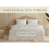 Sinada Klasik Yün Yorgan | 155×220 cm | Tek Kişilik %100 Merinos Kuzu Yünü - 155 x 220 cm - Krem
