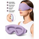 Sinada Premium 3D Uyku Göz Maskesi, %100 Işık Engelleme, Hafızalı Köpük LİLA Uyku Bandı - Lila