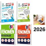Sinan Kuzucu Yayınları 8.SINIF MATEMATİK ve FEN SORU BANKALARI + FENOMEN 8B MAT ve FEN SET PRİZ TUTUCULU 4 KİTAP