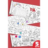 SinaTicaret Cumhuriyet Bayramı Boyama Kağıdı Rulosu, 5 Metre Uzunluk, 45 cm Genişlik, Türk Bayrağı ve Atatürk Temalı, Çocuklar İçin