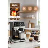 Sinbo Espresso Cappucino Latte 20 Bar Profesyonel Otomatik Espresso Makinesi, Süt Köpürtücülü, Kapsül Kullanım Aparatı, 6 Farklı Kahve Seçeneği, Dokunmatik Ekran