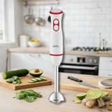 Sinbo Paslanmaz Çelik Bıçaklı El Blenderi, 400 Watt & Sessiz Motor & 2 Kademe Hız Ayarı SHB-7514 - Beyaz - Kırmızı