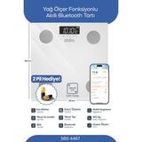 Sinbo Sbs-4467 Bluetooth Dijital Yağ Ölçer Cam Yüzeyli Kilo Ölçer LCD Ekranlı Tartı Baskül - Beyaz