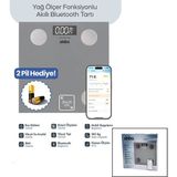 Sinbo SBS-4473 Akıllı Cam Baskül 26X26CM 180KG/50GR 8-Kişi Hafıza Pilli Yağ Ölçer Bluetooth Gri